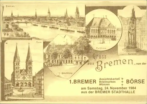 Ansichtskarte Bremen 1.BREMER Briefmarken + BÖRSE Limitiert 500 Stk. 1984