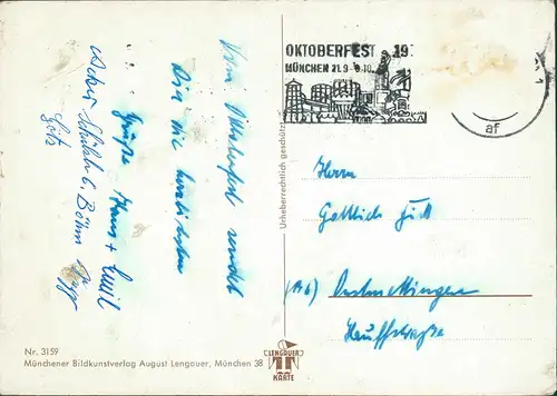Ansichtskarte München Oktoberfest - Scherzkarte Oh vereck lauter Speck 1984