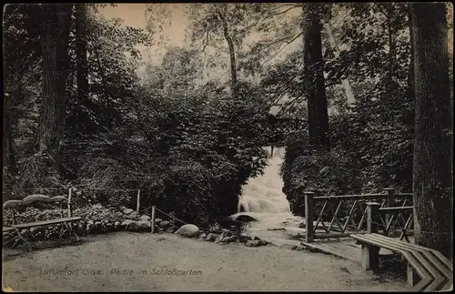 Postcard Oliva-Danzig Oliva Gdańsk/Gduńsk Partie im Schlossgarten 1917