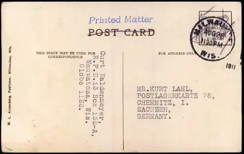 Postcard Milwaukee 104 GRAND AVE. - EAST FROM 11TH Street 1928