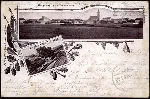 Gravelotte Panorama, Straße - Schlucht - 2 Bild Lothringen Lorraine 1903