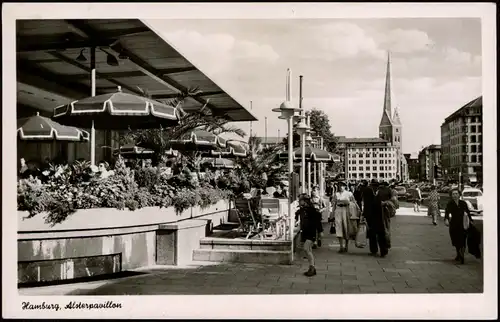 Ansichtskarte Hamburg Straßenpartie am Alsterpavillon - Terrasse 1956