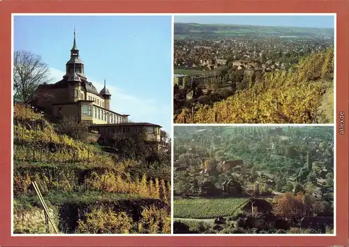 Oberlößnitz-Radebeul Spitzhaus, Blick aus den Weinbergen über die Stadt 1986