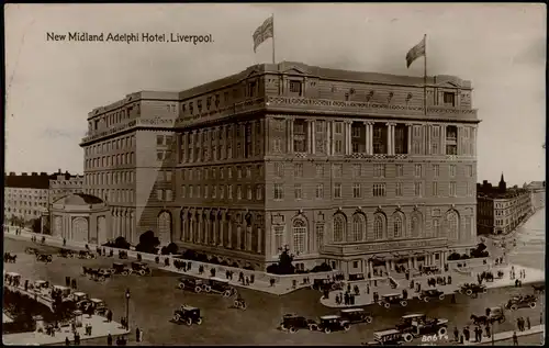 Postcard Liverpool New Midland Adelphi Hotel, Street - Straße 1930