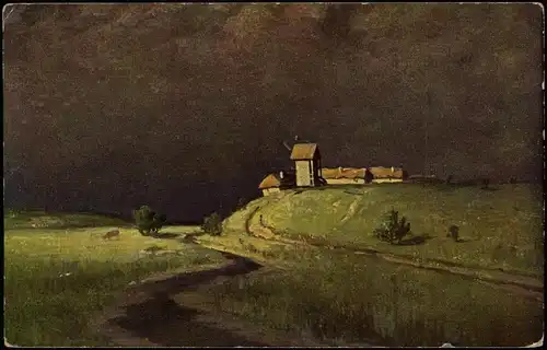 Künstlerkarte: Gemälde / Kunstwerke Windmühlen Windmill Russia Rußland 1913