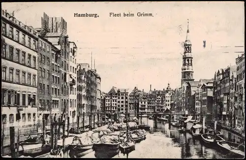 Ansichtskarte Hamburg Fleet beim Grimm, 1906  gel. Rollstempel