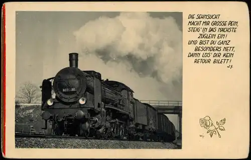 Ansichtskarte  Dampflokomotive - mit Spruch 1928