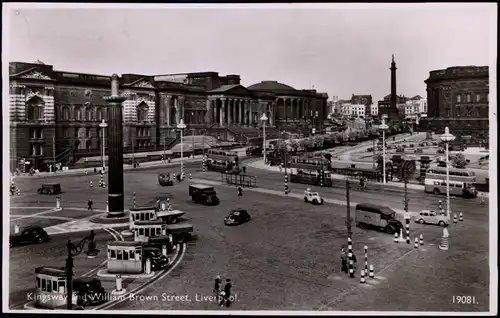 Postcard Liverpool Kingsway and William Brown Street 1928