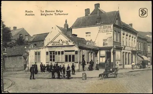 Postkaart Menen (Belgien) Menin Meenen  Straße 1916  gel. roter Feldpoststempel