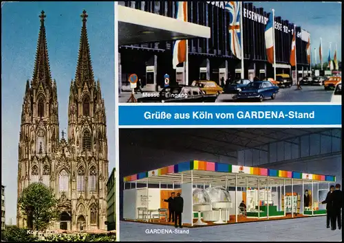 Grüße aus Köln vom GARDENA-Stand (Reklame, Gartengeräte) 1970