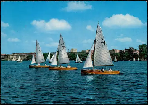 Ansichtskarte Hamburg Außenalster Segler 1965