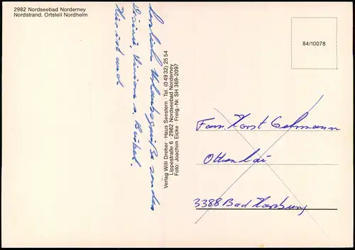 Ansichtskarte Norderney Luftaufnahme Nordstrand, Ortsteil Nordhelm 1984