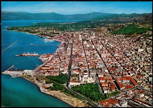 Postcard Patras Patra Πάτρα Luftbild (Aerial View) 1970