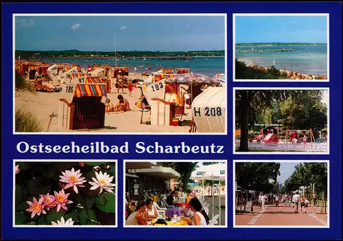 Ansichtskarte Scharbeutz Mehrbildkarte mit Ortsansichten u.a. Strand 1970