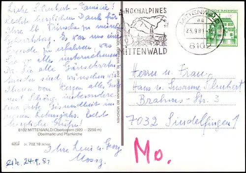 Mittenwald Obermarkt div. Auto Modelle, ua. BMW, VW Käfer & Golf 1981