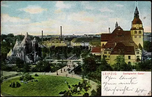 Ansichtskarte Leipzig Zoo, Eingang und Gehege 1906