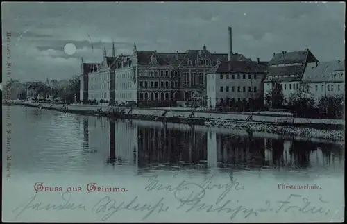 Grimma Fürsten- und Landesschule St. Augustin - Mondscheinlitho 1899