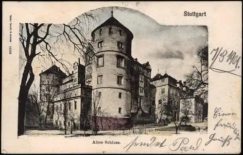 Ansichtskarte Stuttgart Altes Schloss 1901 Passepartout