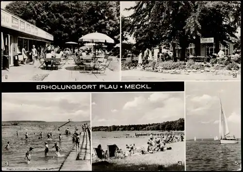Plau (am See) DDR Mehrbild-AK u.a. Milchbar im OT Seelust, Plauer See uvm. 1972