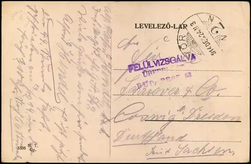 Postcard Raab Győr Városháza 1924  gel. KuK Feldpost