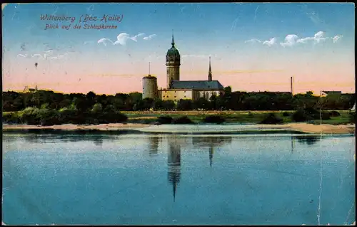 Ansichtskarte Lutherstadt Wittenberg Blick auf die Schloßkirche 1918