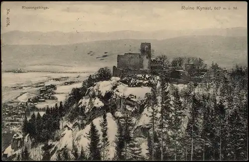 Hermsdorf unterm Kynast-Hirschberg (Schlesien)  Ruine  Kynast im Winter 1916
