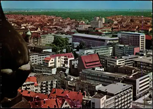 Hannover Panorama-Ansicht Blick vom Rathausturm auf den Georgsplatz 1970