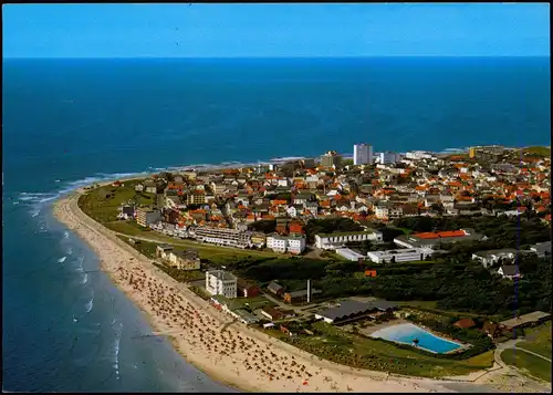 Ansichtskarte Norderney Luftbild Weststrand und Wellen-Freibad 1990