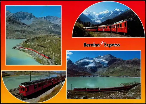 Die Bernina-Bahn auf der Fahrt zwischen Pontresina und Alp Grüm 1980