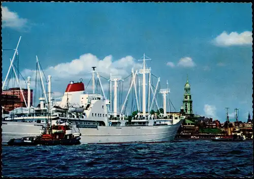 Ansichtskarte Hamburg Hafen und Michaeliskirche 1970