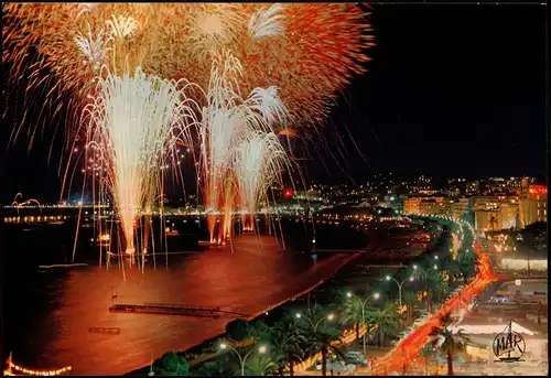 CPA Cannes La Croisette Festival de Feux d'Artifice, Feuerwerk 1970