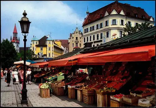 München Traditionsreicher Viktualienmarkt mit  Angeboten  Spezialitäten 1980
