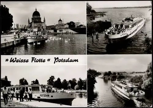 Potsdam DDR Mehrbildkarte mit Schiffen der Weisse Flotte 1975/1974