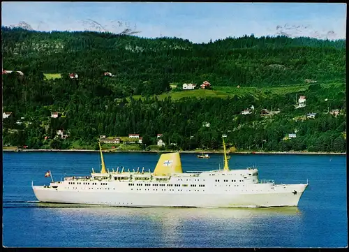 Ansichtskarte  Schiffsfoto Ship Schiff M/S  Oslo 1969 Stempel NORDKAPP gelaufen