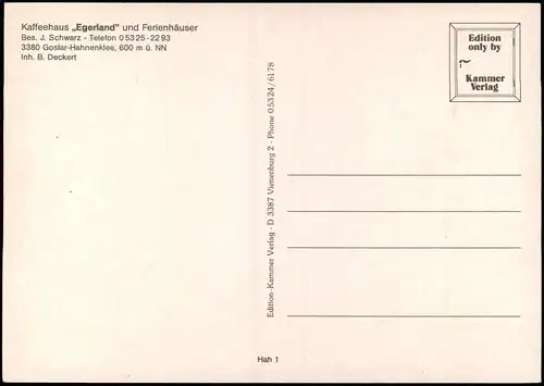 Hahnenklee-Goslar Mehrbildkarte Kaffeehaus Egerland und Ferienhäuser 1970