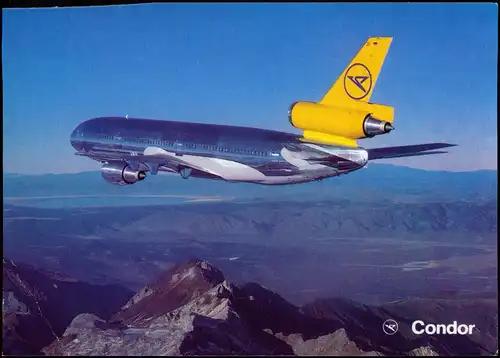 Ansichtskarte  Condor DC 10-30 mit Technik-Daten Flugzeug Airplane Avion 1975