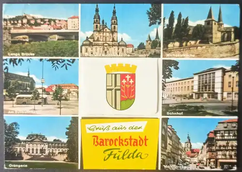 Fulda Stadtteilansichten Mehrbild-AK mit Leporello-Bildchen 1972 Leporello