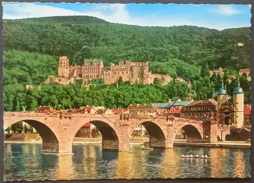Heidelberg Alte Neckarbrücke und Schloss & Leporello-Bildchen 1970 Leporello