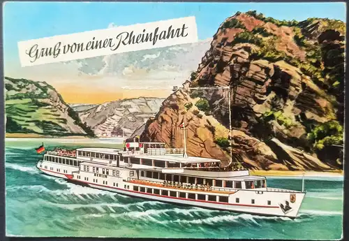 Sankt Goar Rheintal Loreley Rhein Schiff  Leporello-Bildern 1960 Leporello