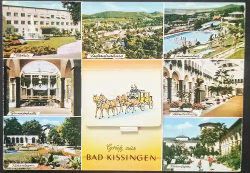 Bad Kissingen Mehrbild-AK mit Stadtteil Leporello-Bildern 1967 Leporello