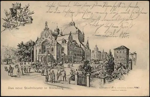 Ansichtskarte Nürnberg Künstlerkarte das neue Stadttheater 1930