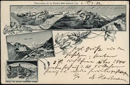 Ansichtskarte Oberwald-Obergoms 3 Bild: Alpen, Hotel 1902