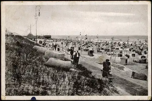 Ansichtskarte Wangerooge Strandleben 1918  gel. Marine Feldpoststempel