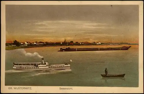 Ansichtskarte Wusterwitz Großer Wusterwitz See, Stadt Dampfer Schlepper 1915