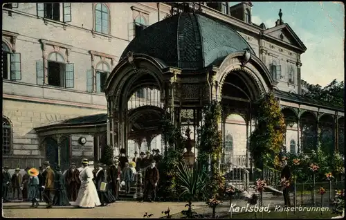 Postcard Karlsbad Karlovy Vary Kaiserbrunnen. 1909  MF Öste3rreich