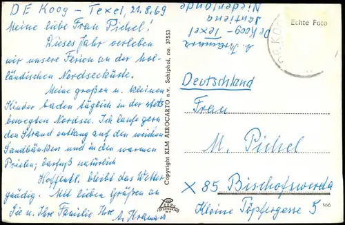 Postkaart Texel Windmühlen Windmill Luftbild 1969