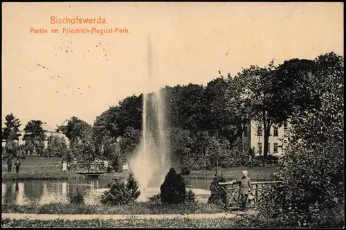 Ansichtskarte Bischofswerda Friedrich August Park 1915  gel. Feldpost