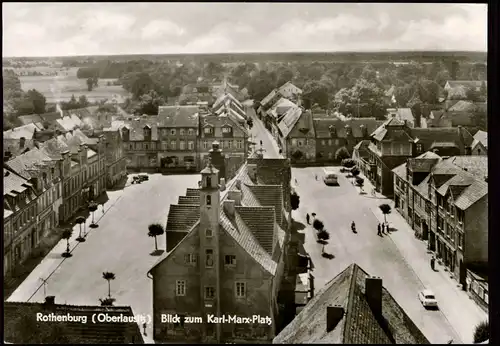 Rothenburg (Oberlausitz) Rózbork Blick zum Karl-Marx-Platz 1977/1976