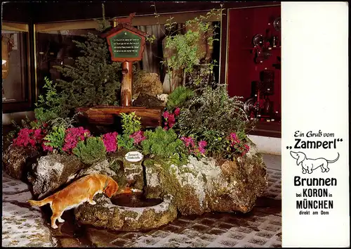 Ansichtskarte München Gruss vom ZAMPERL Brunnen bei Koron am Dom 1984