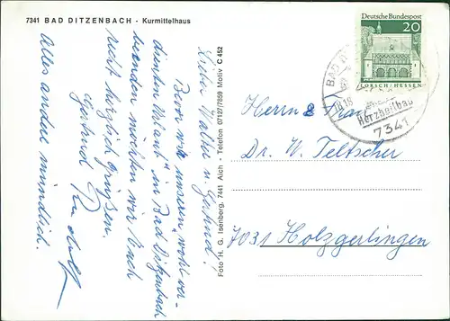 Ansichtskarte Bad Ditzenbach Kurhaus Kurmittelhaus 1965